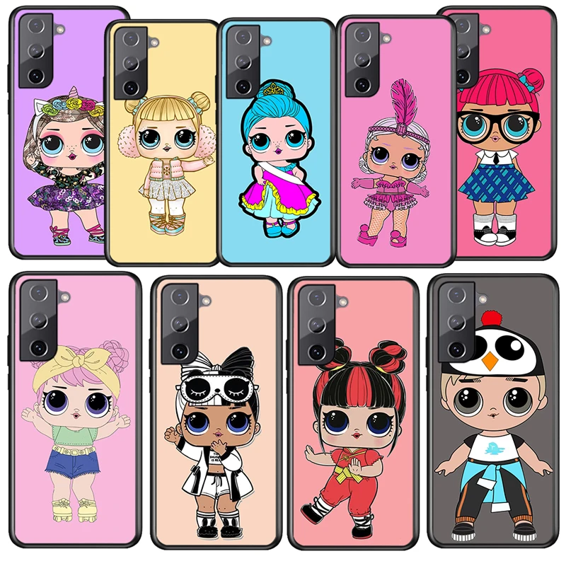 

Cartoon LOL Surprise Girl For Samsung Galaxy S22 S21 S20 Ultra Plus Pro S10 S9 S8 S7 4G 5G Soft TPU Black Phone Case Funda Coque