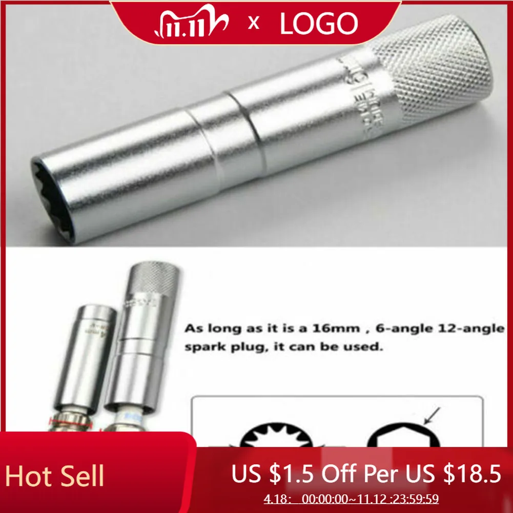 

Silver Spark Plugs Removal Tool Socket Wrench 16MM Accessory Alloy For BMW