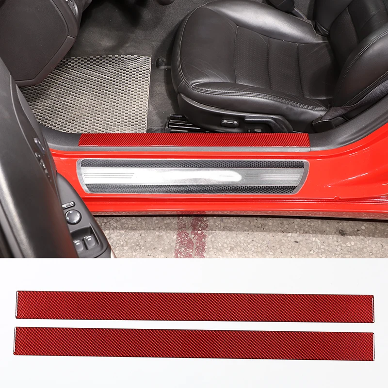 

For Chevrolet Corvette C6 2005-2016 Soft Carbon Fiber Door Welcome Pedal Door Threshold Strip Trim Stickers Car Accessories