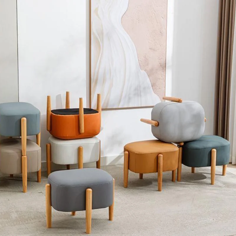 

Small Stool Home Bench Living Room Coffee Table Low Stool Chair Sofa Round Stool Children Soft Seat Leather Shoe Stool