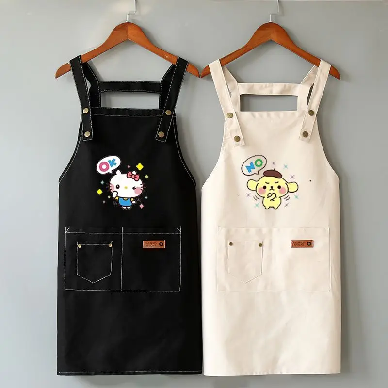 

Брезентовый фартук Sanrio Hellokitty, кавайная Милая мультяшная одежда для маникюра и работы, Комбинезоны для кейтеринга, посуда, подарки Y2K