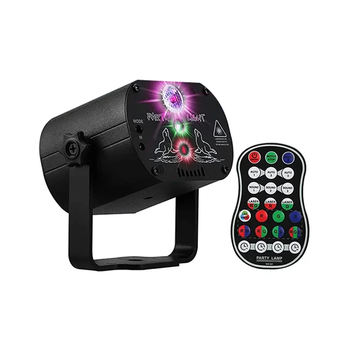 

7Color LED DJ Disco Laser Sound Strobe Stage Light Projector USB Rechargeable for Christmas Halloween Deorations B
