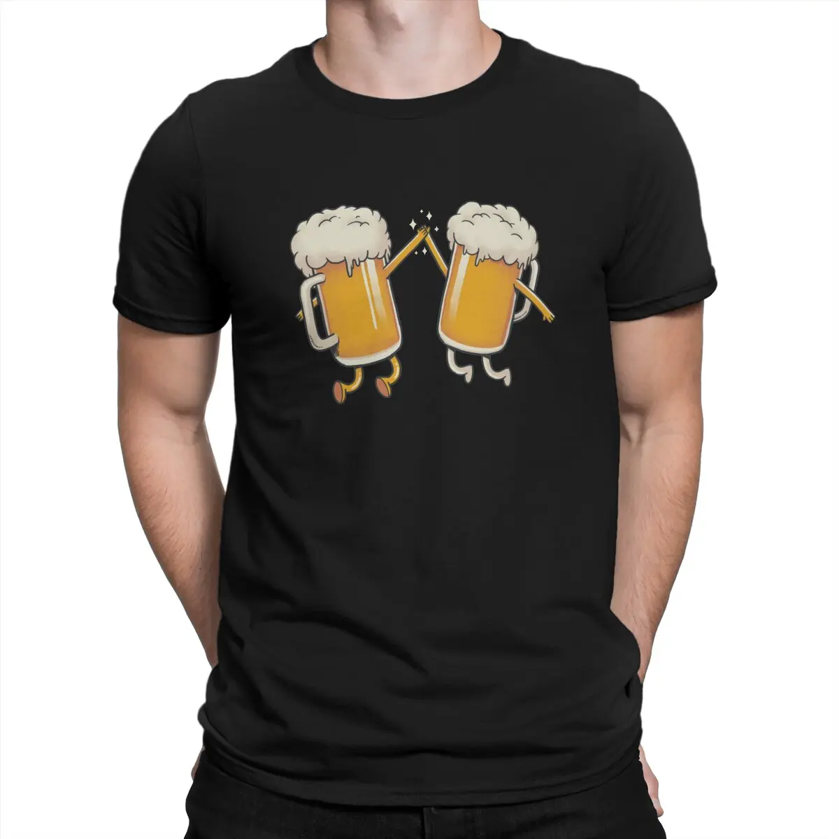 

Cheers Men TShirt Beer Crewneck Tops Fabric T Shirt Funny Top Quality Gift Idea