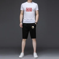 the walking dead cotton mens t shirt and short set boys male casual short sleeve tops pants suits streetwear tops tshirts