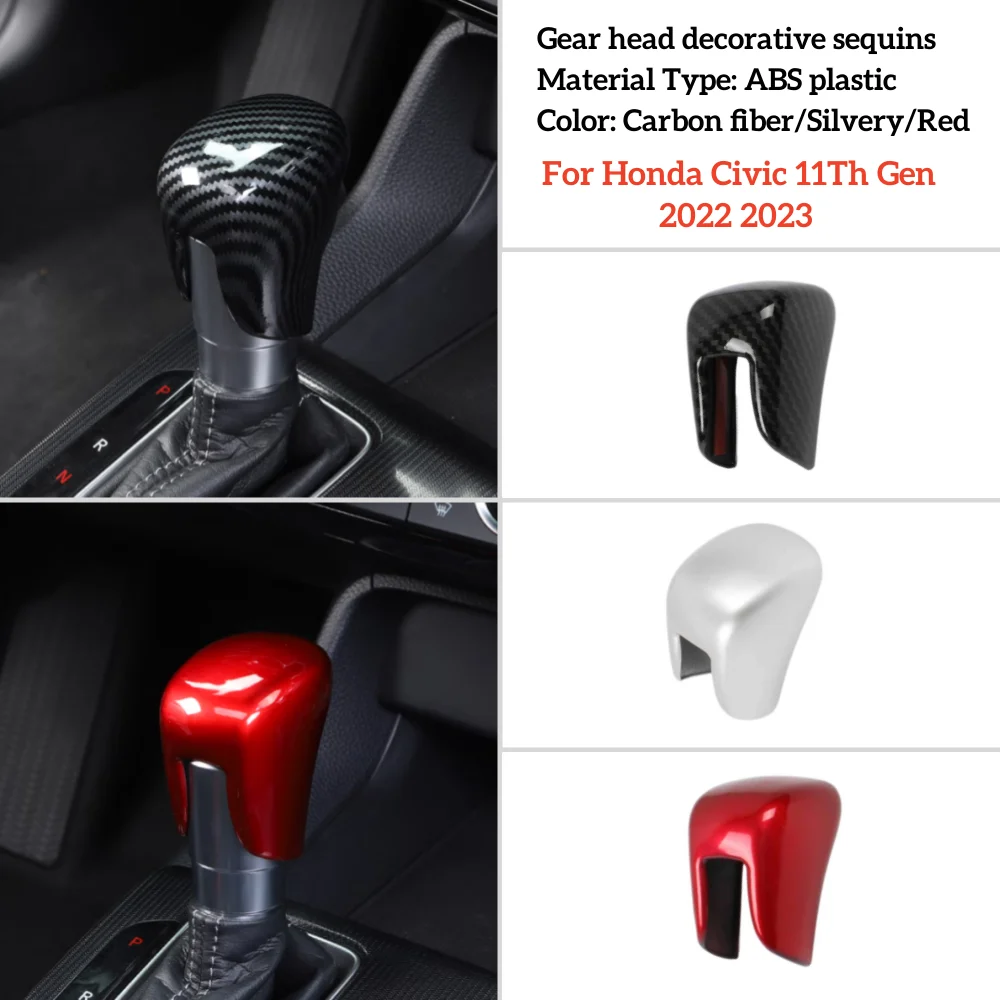 

Car Gear Shifter Protector Head Gear Lever Knob Decorative Cover ABS Carbon Interior Accessories For Honda Civic 11th 2022 2023