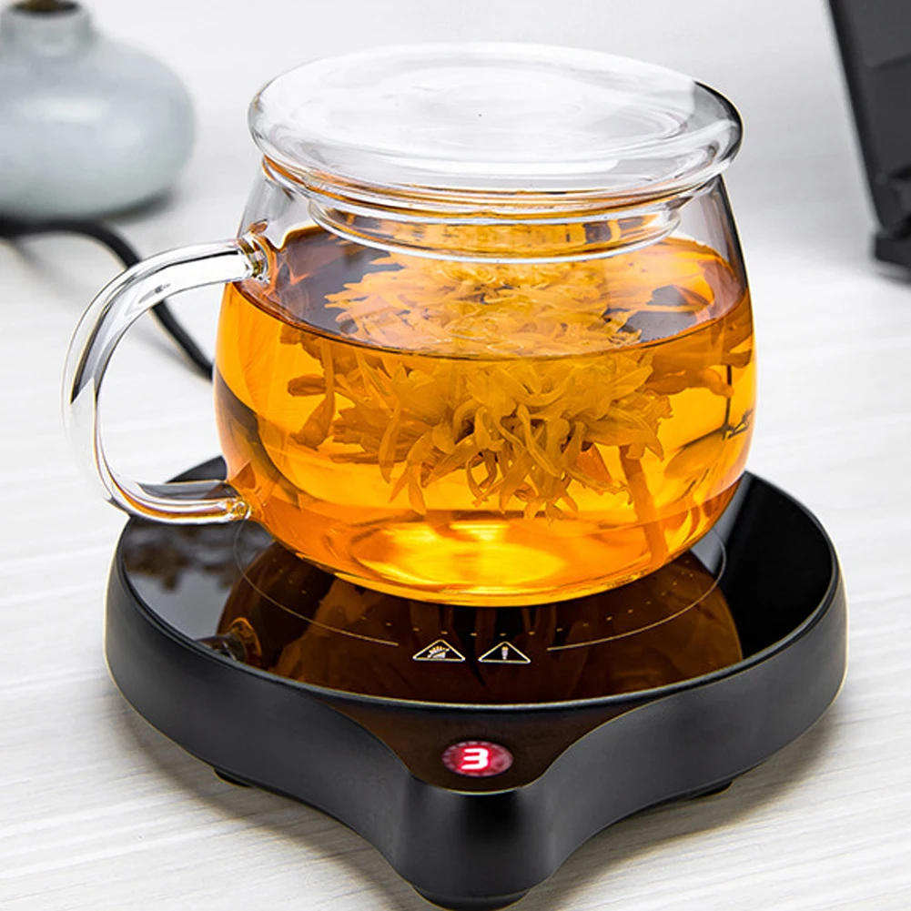 

Coffee Mug Cup Warmer For Milk Tea Pot Electric Heating Plate 50-100℃ Cup Heater 5 Gear Heating Pad For Home Office Desk Use
