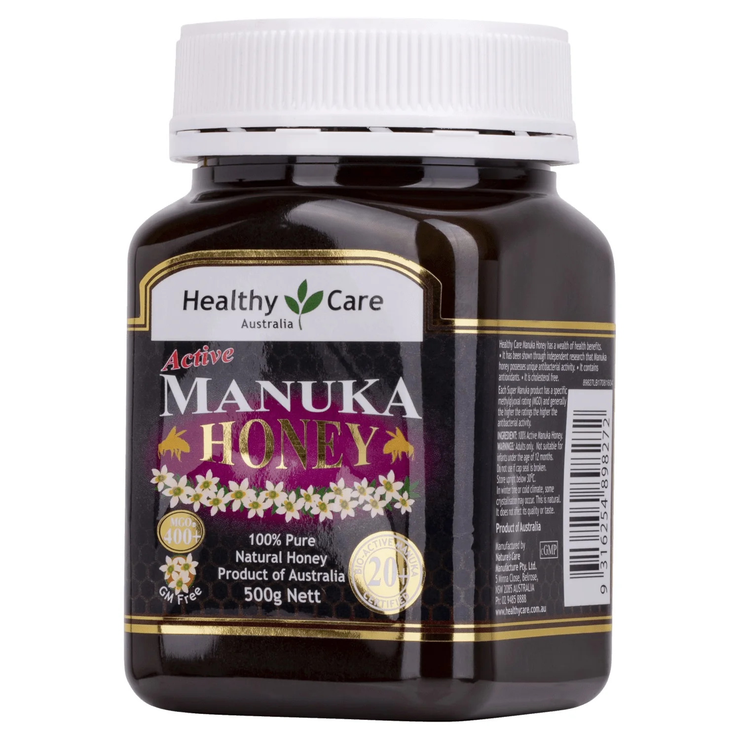 

Healthy Care Manuka Honey UMF20+ MGO 400+ 500g Helicobacter Pylori HP Stomach Respiratory Health & Wellness Dietary Supplements