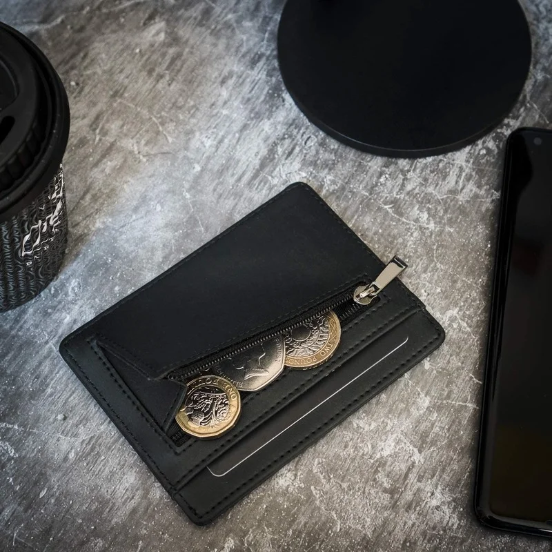 Tiktok Card Holder Retro Crazy Horse Leather RFID Card Holder Zipper Coin Purse Multi-card Cowhide Business Card Holder