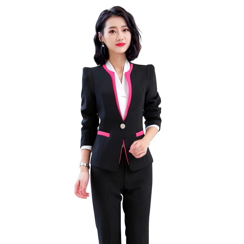 Formal Professional Women Business Suits OL Styles Ladies Office Spring Autumn Blazers Set Pantsuits Pants Suits Trousers Set