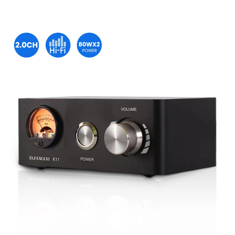 

PJ.MIAOLAI K11 MA12070 HiFi Amplifier Class D Home High Power Audio Amplifier 80W×2 Cinema System DIY With VU Meter