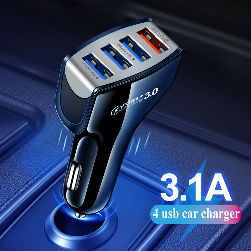 

Автомобильное зарядное USB-устройство с 4 портами и поддержкой быстрой зарядки