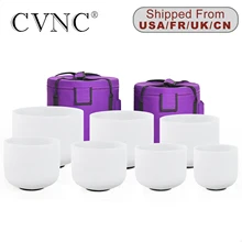 CVNC 6-12'/7-12' 7pcs Chakra Set Frosted Quartz Crystal Singing Bowl for Meditation Sound Healing with/without Free Carry Bag