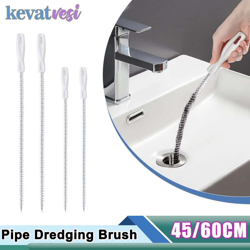 

45/60Cm Pipe Dredging Brush Bathroom Hair Sewer Sink Cleaning Brush Kitchen Flexible Drain Cleaner Hole Sewer Dredging Tools