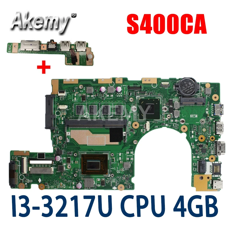 

Материнская плата Akemy S400CA для ноутбука ASUS S400CA S500CA, материнская плата S400CA S500C S400C, 4G/I3-3217U SR0N9, Бесплатная плата