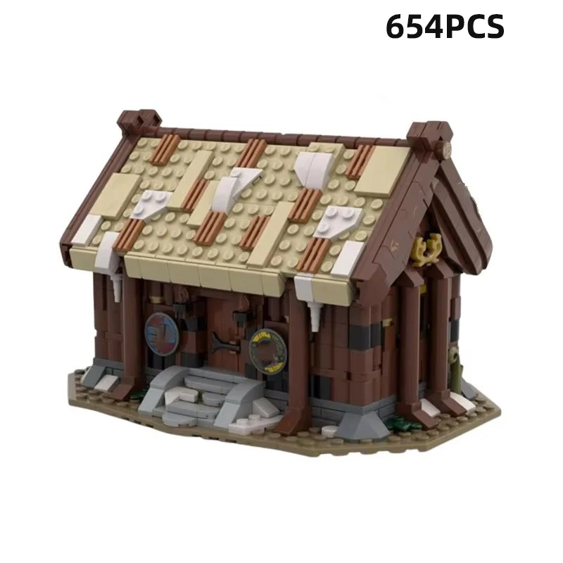 Строительный блок MOC зимняя викинская деревня средневековые времена уличный