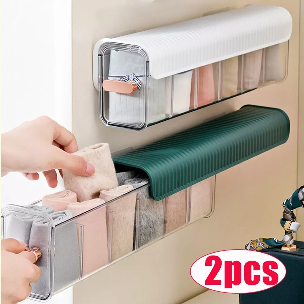 

NEW2023 Wall-mounted Underwear Sock Storage Box Closet Bra Garments Holder Bin Drawer Case Large ClothCompartment Box Space-savi