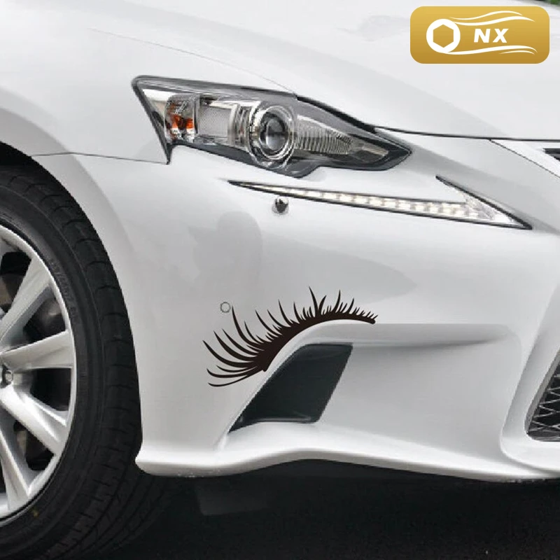 

2 шт. автомобильные 3D Черные Накладные ресницы, поддельные ресницы, наклейка, украшение для автомобильной фары, наклейка для Mini Cooper One JCW S, авт...