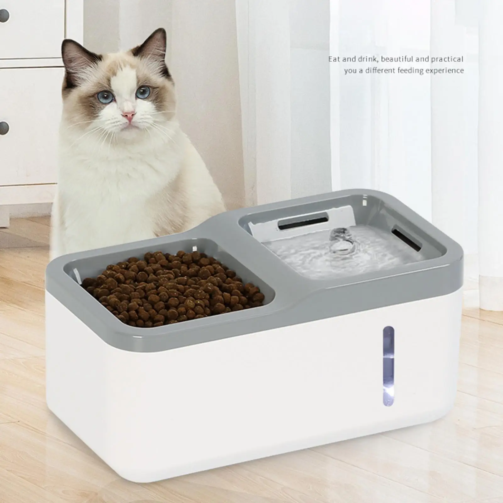 

Water Food Dispenser Travel Supply 0.4 Gallon LED Visual Automatic Pet Feeder for Dogs Cats Pet Shop Home Drinking Puppy Kitten