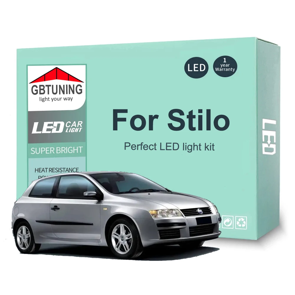 

15Pcs LED Interior Light Bulb Kit For Fiat Stilo 192 2001 2002 2003 2004 2005 2006 2007 Car Dome Map Trunk Vehicle Lamp Canbus