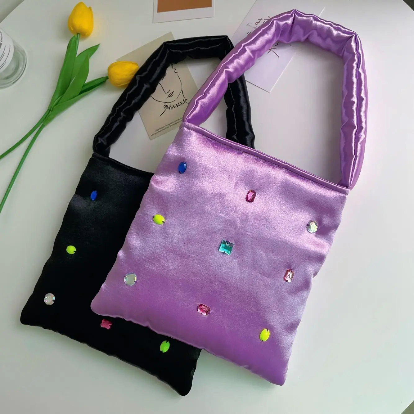 

HAEX Shining Artificial Gemstone Handbags Female Fashion 2022 New Soft Elegant Sac A Main Femme Vintage Ladies Party Bolso