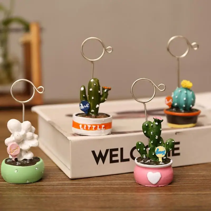 

Succulent Ornament Fresh Cactus Resin Business Card Holder Mini Plant Bonsai Cute Plant Decorative Ornaments For Desks