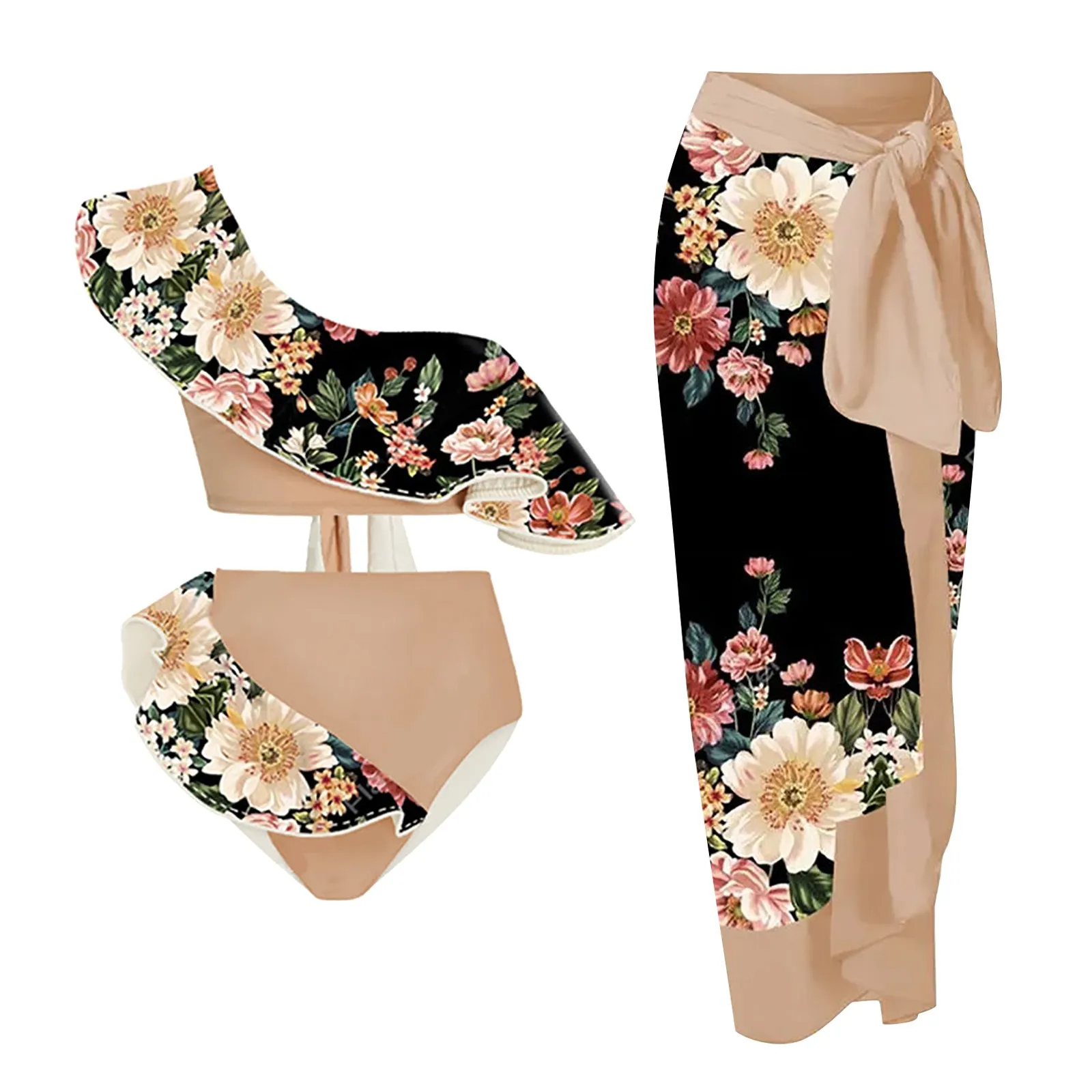 

Ladies Vintage Floral Print Swimsuit Set