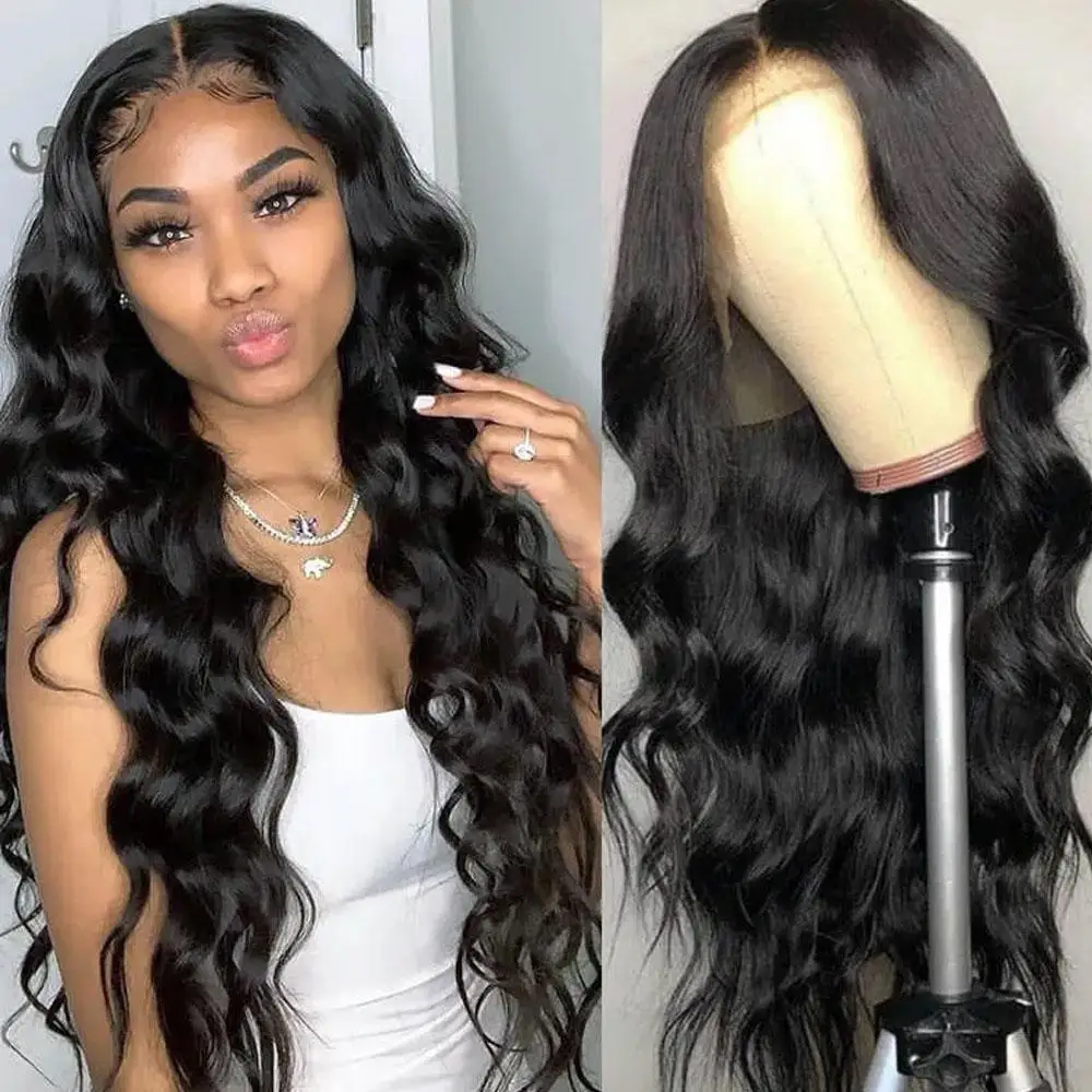 Body Wave 13X4 Lace Front Human Hair Wigs 360 Transparent Lace Frontal Wig Pre Plucked Brazilian Human Hair Closure Wig