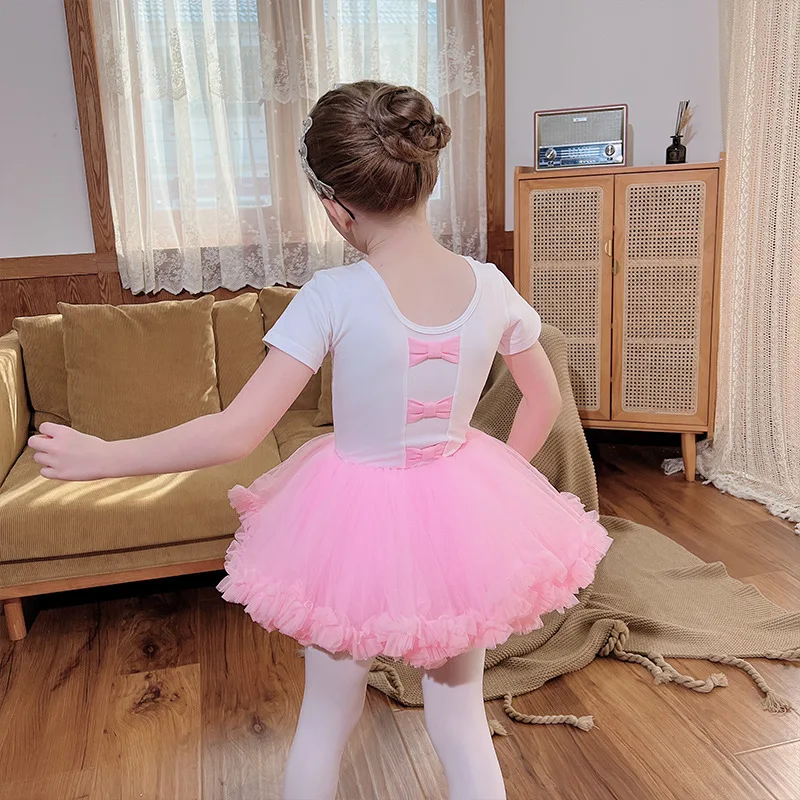 

Children Pink TUTU Skirts Girl's Ballet Wears 2TO12Years Old Kid's Cotton white Dancing JumpSuits