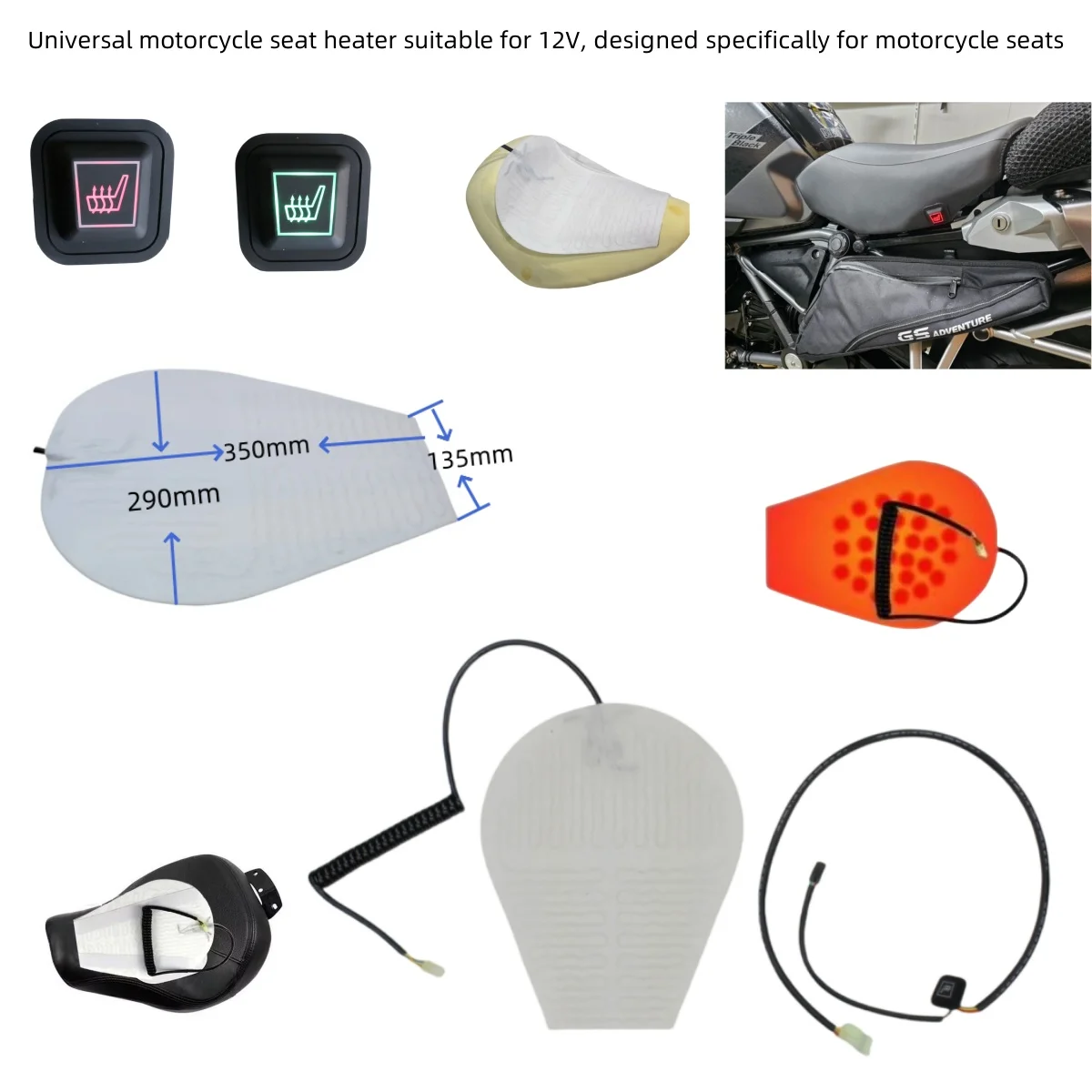 

Мотоциклетные подушки с подогревом сидений, термостатическое сиденье из углеродного волокна, внутренняя обивка, подушки, часть теплая поддержка, оригинал