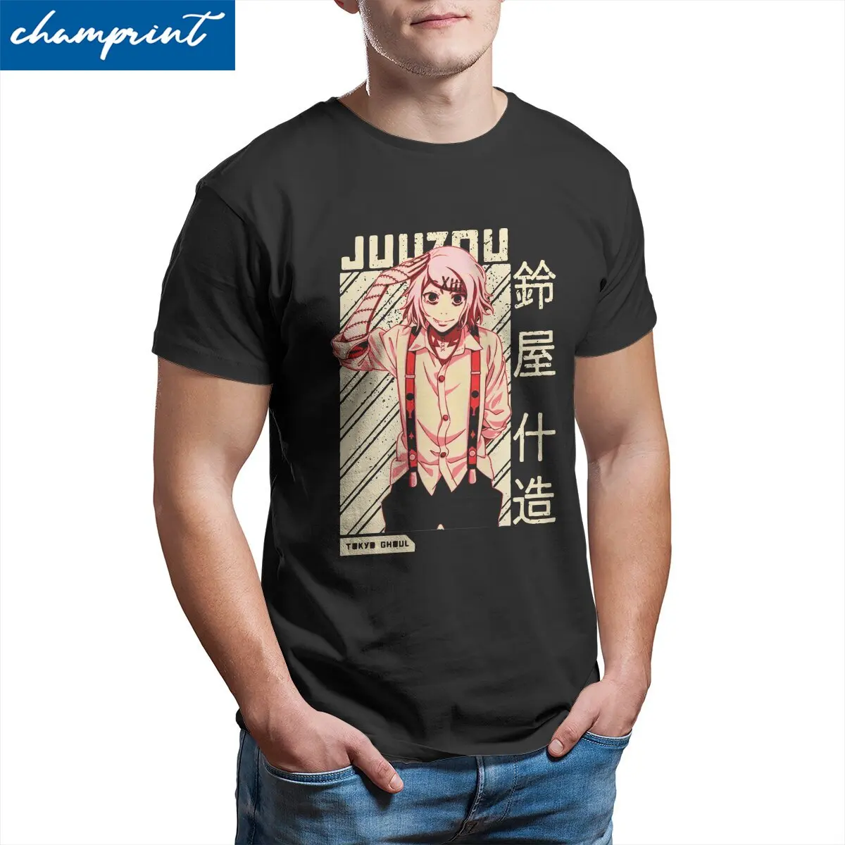 

Creative Juuzou Suzuya Tokyo Ghoul T-Shirt for Men Pure Cotton T Shirt Japanese Anime Short Sleeve Tee Shirt Gift Idea Clothing