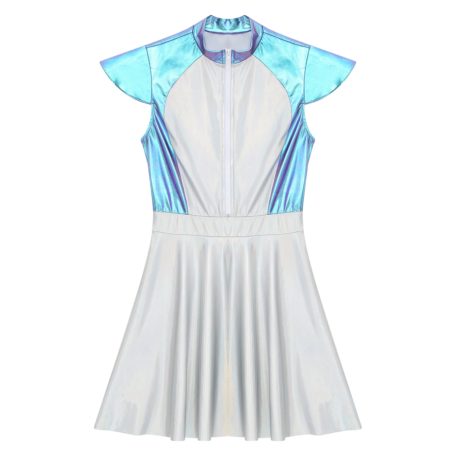 Женское блестящее мини-платье трапециевидной формы костюм для ролевых игр