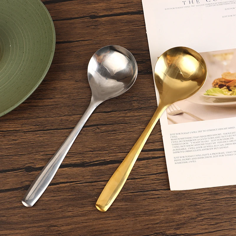 Корейская утолщенная ложка для супа из нержавеющей стали большая с длинной