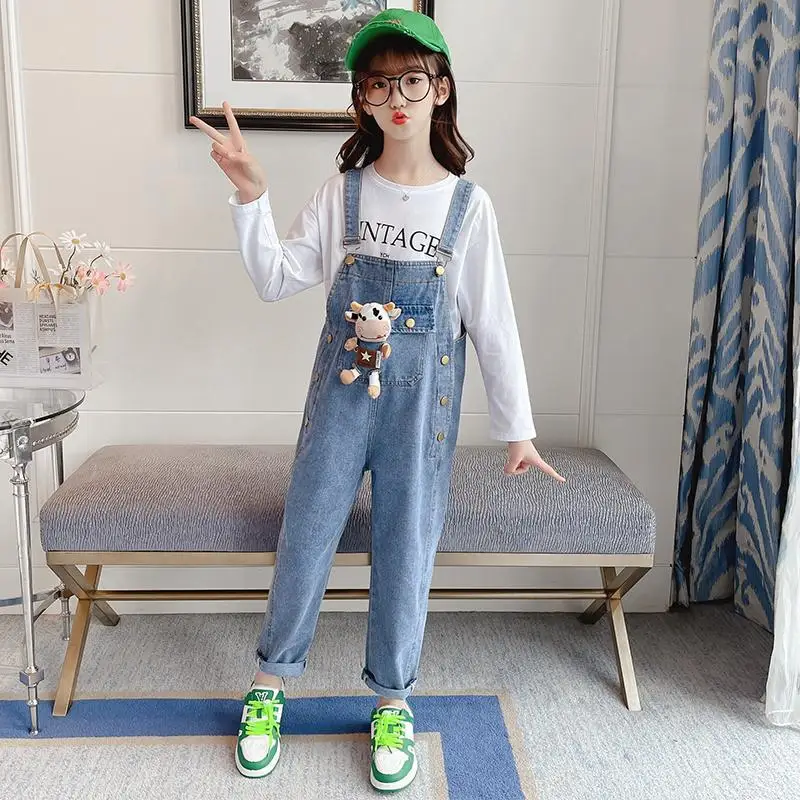 YourSeason Spring Baby Overalls Fashion Cartoon Bear Jumpsuits Pants For Girl Size Cotton Jeans Korean Clothing |