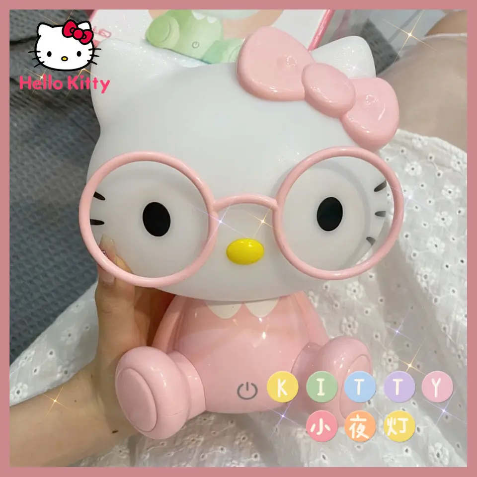 

hello kitty cartoon night light touch table lamp cute girl heart eye protection learning lamp
