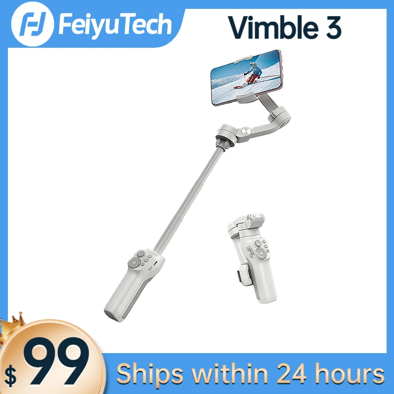 

FeiyuTech Official Vimble 3 Built-In Extension Rod 3-Axis Handheld Gimbal Portable and Foldable for iPhone 14 Pro Max Samsung