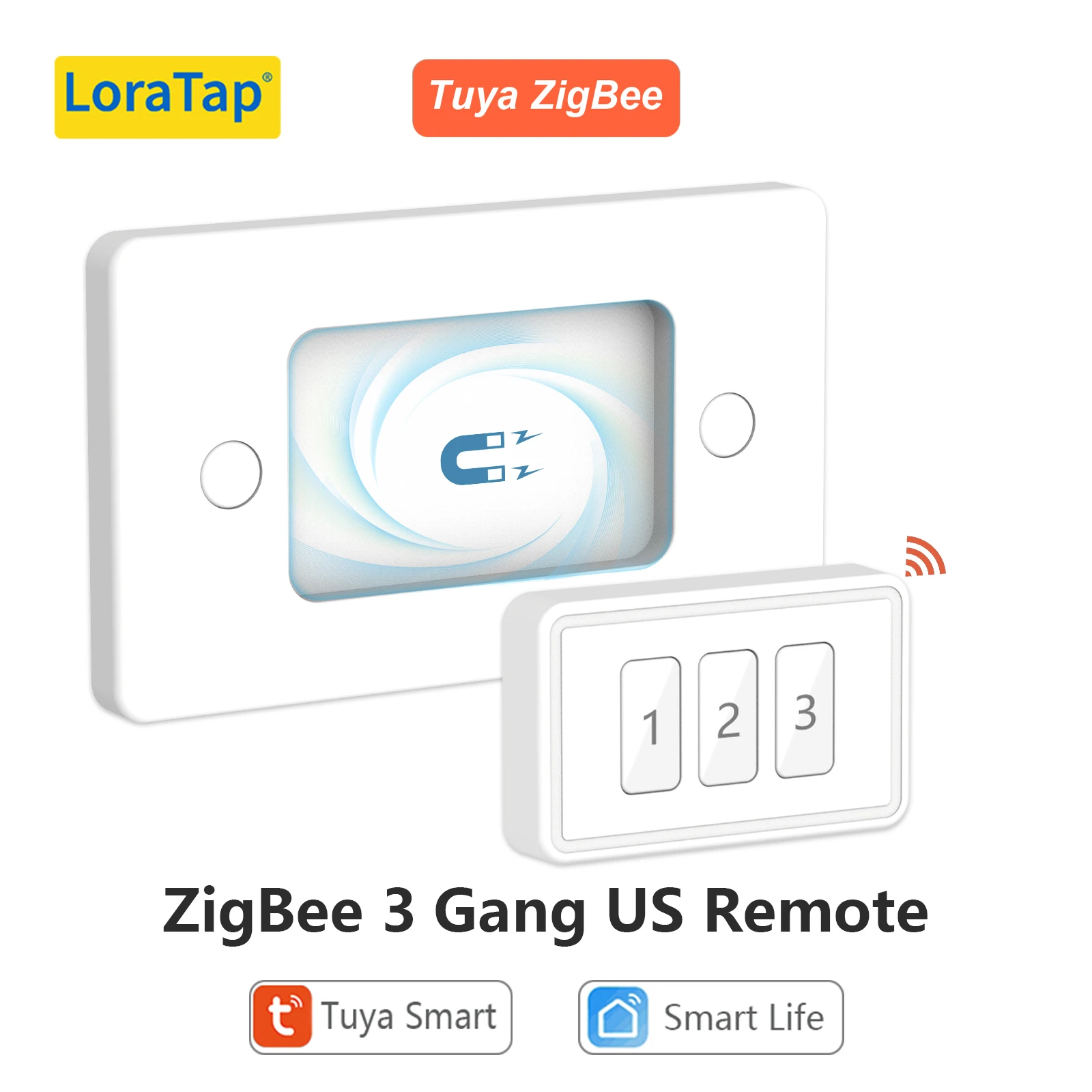 Переключатель сцены LoraTap ZigBee США работает с беспроводным пультом дистанционного управления Tuya/Smart Life Alexa/Google Home для автоматизации умного дома