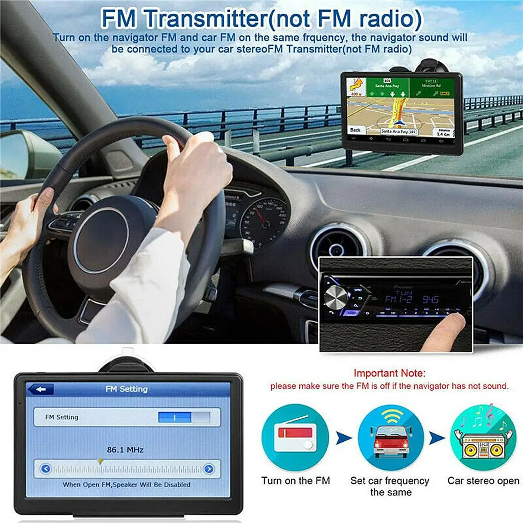 Фото Портативный автомобильный GPS-навигатор с 7-дюймовым сенсорным экраном, GPS-трекер для грузовиков и автобусов в реальном времени №5