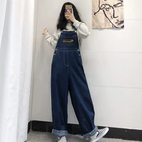 embroidery denim jumpsuits women design wide leg suspenders trousers all match korean fashion high street harajuku overalls chic