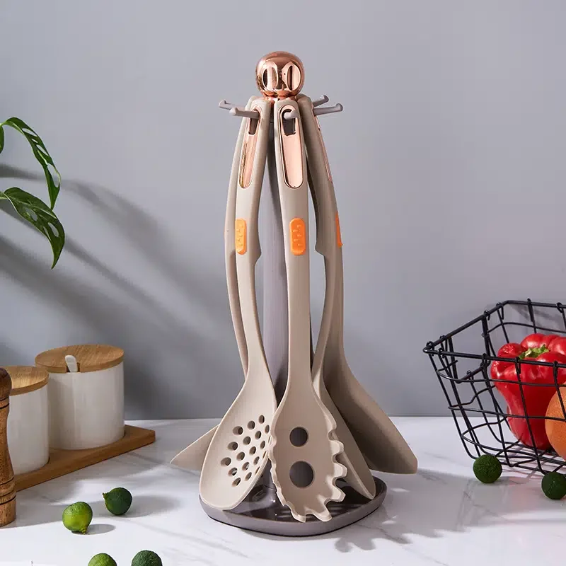 

Kitchenware Set Of 7 With Storage Rack, Cooking Spoon And Spatula, Kitchen Cooking Utensils, Silicone Kitchenware Set With Stora