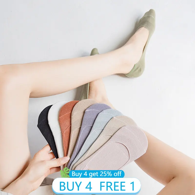 

Women's Socks Summer Japanese Light Mouth Solid Short Ins Fashion Versatile Socks Lady Silicone Anti Slip Invisible Boat Socks
