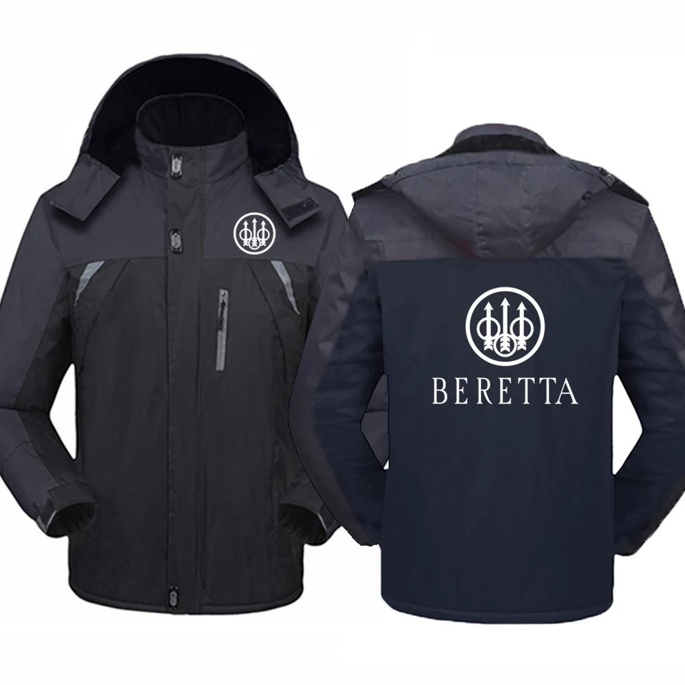 

2022 Winter Men Creative BERETTA Print Moto Jacket Windbreaker Waterproof Warm Outdoor Cold-Proof Mountaineering Clothing Coats