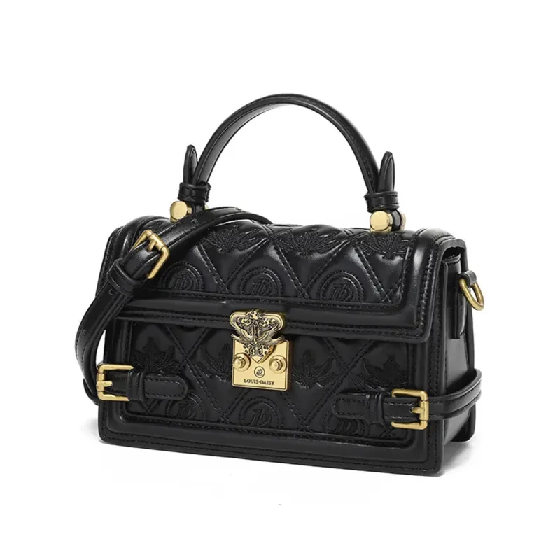 Luxurious Rhombus Lock Handbag 100% Leather Women's Bag 2023 New High-grade Feeling Purse One-Shoulder Satchels Sac gg cc