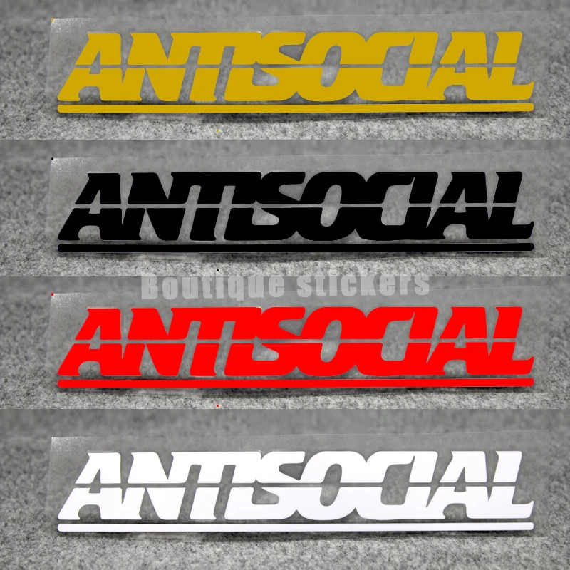 

Die-cut Text ANTISOCIAL Sticker Applies To The Decals of The Car Body, Window, Back Box, Bumper, Motorcycle Racing Helmet
