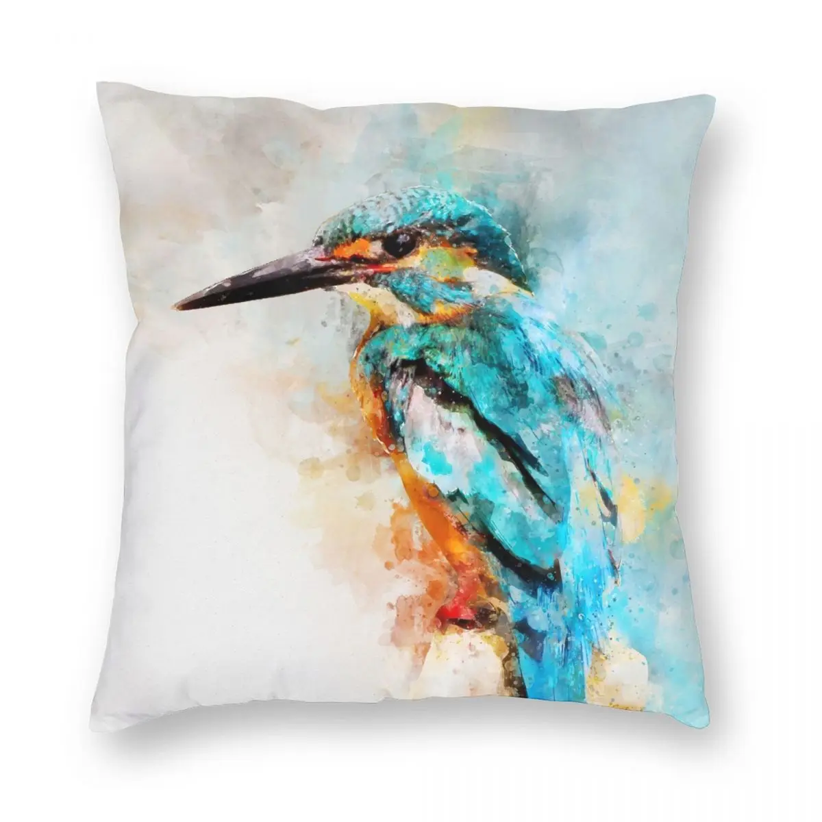 

Dramabite Watercolor Kingfisher Animal Pillowcase Printed Cushion Cover Decoration Pillow Case Cover Bed Zipper 45X45cm