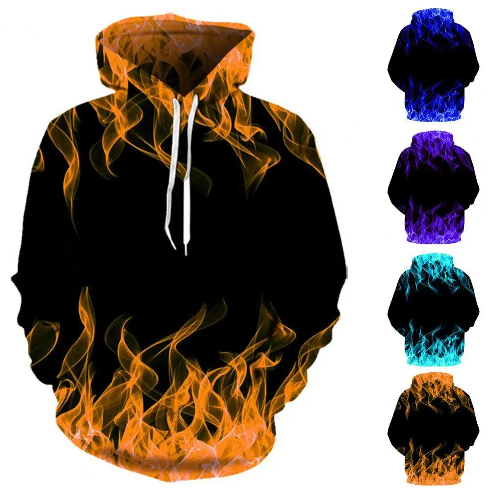 

All Match Unisex Digital Fire Printed Pockets Sweatshirt for Valentines Day