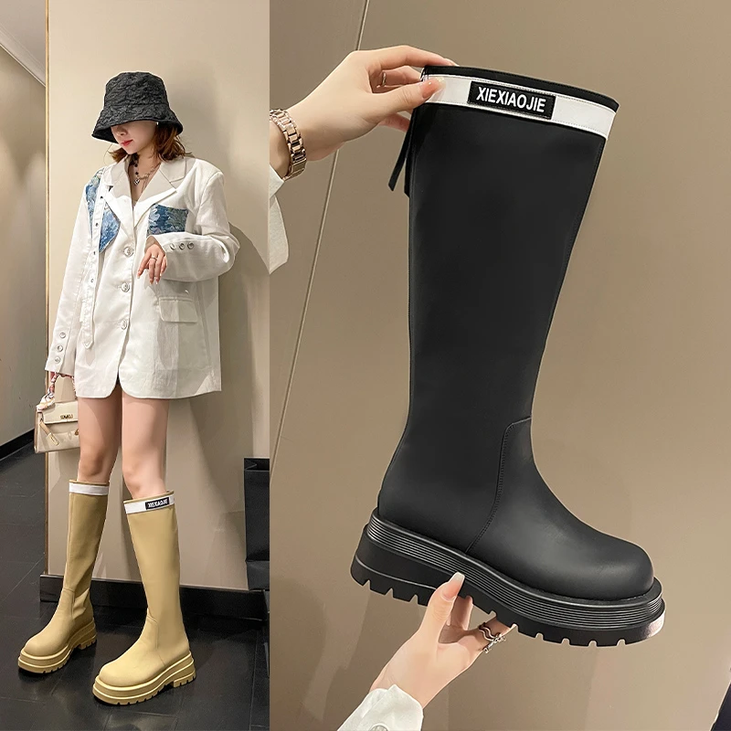 

Женские сапоги, Осенняя обувь, женские привлекательные сапоги до бедра на высоком каблуке, высокие сапоги с круглым носком, черные сапоги на...