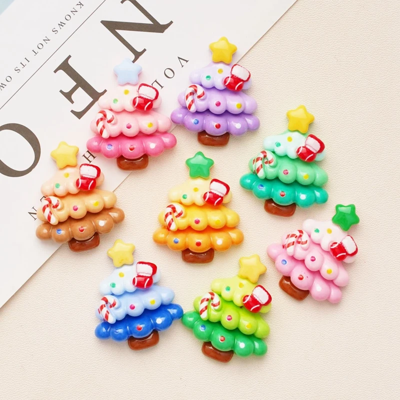 

10 шт. новый милый мультфильм разноцветная серия рождественской елки смола альбом для вырезок ювелирные изделия «сделай сам» детский подарок шпилька аксессуары A58