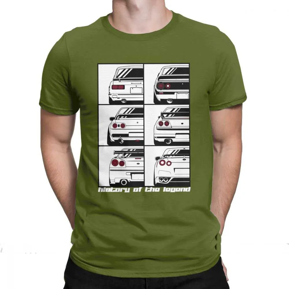 Мужская футболка GTR Skyline History с машинками Япония Jdm Datsun хлопковая одежда коротким