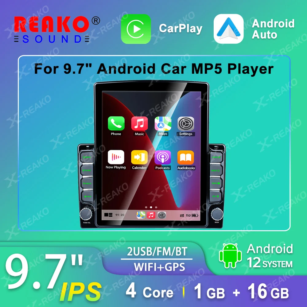 X-REAKO 9 7-дюймовый вертикальный сенсорный экран Android с Carplay 2 DIN Универсальный