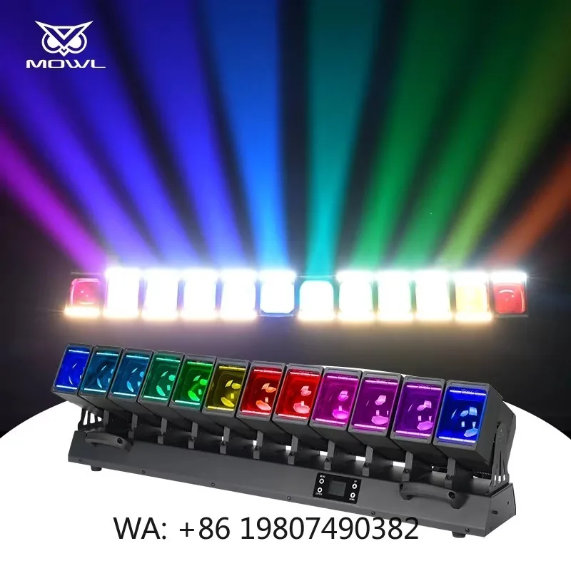 Фото Светодиодный матричный прожектор 12x60W RGBW Halo Ring Swing Beam с эффектом Wash, DMX-управлением для концертов, дискотек и сценической проекции №1